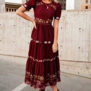 NWT böhme Spanish Embroidered Maxi Dress, M